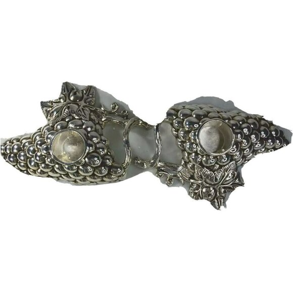 Godinger Silver Grape Cluster Pair Taper Candle Holders - Picture 1 of 9